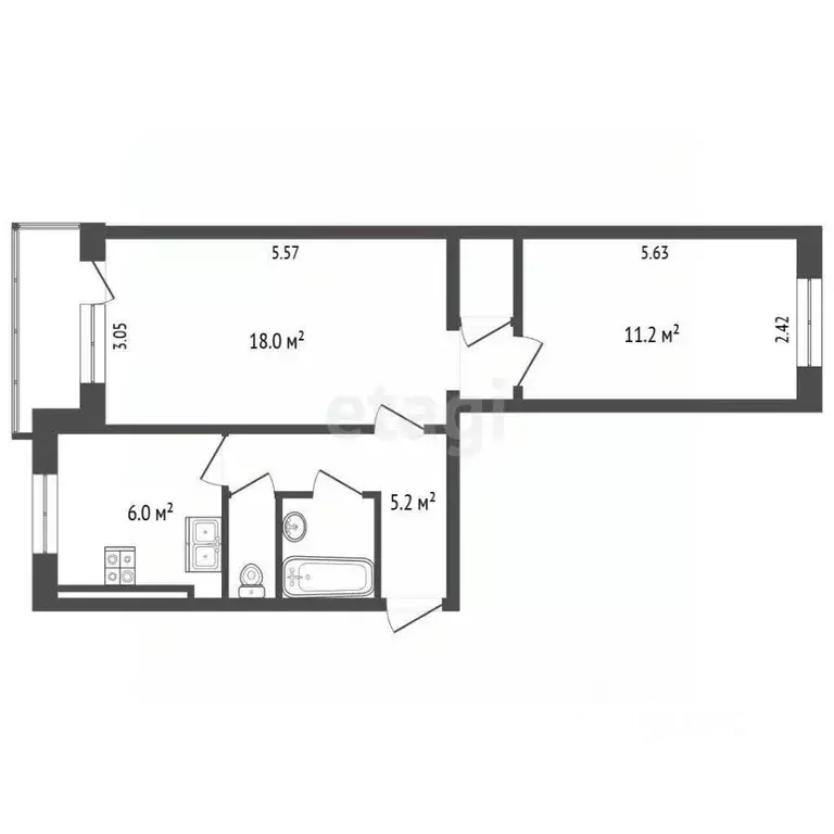 2-к кв. Ярославская область, Ярославль ул. Труфанова, 8к2 (45.1 м) - Фото 2