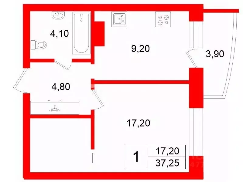 1-к кв. Санкт-Петербург Серебристый бул., 17к1 (37.25 м) - Фото 1
