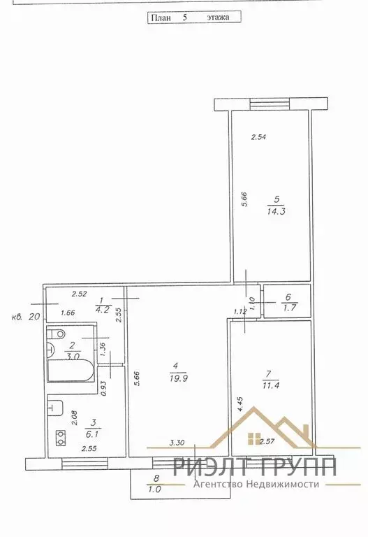 3-комнатная квартира: Казань, улица Маршала Чуйкова, 42 (61 м) - Фото 1