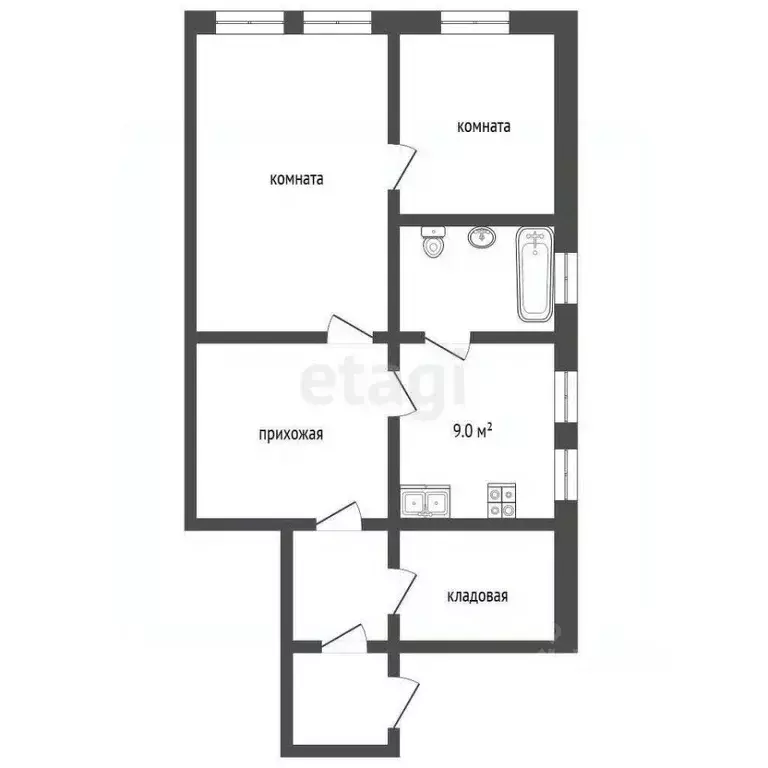 2-к кв. Саратовская область, Балашов Красавская ул., 107 (55.3 м) - Фото 2