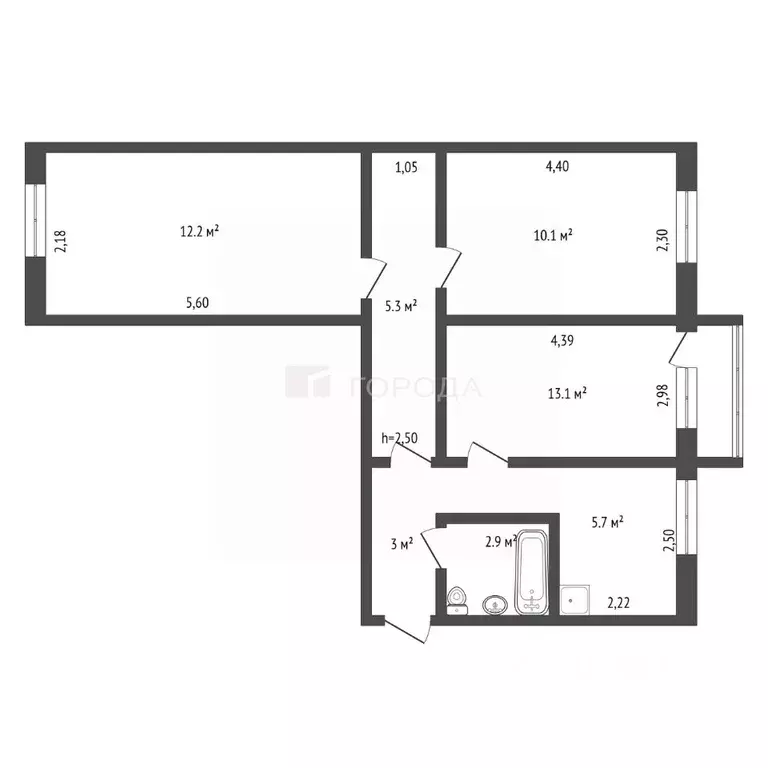 3-к кв. Алтайский край, Барнаул просп. Ленина, 27А/64А (54.0 м) - Фото 2