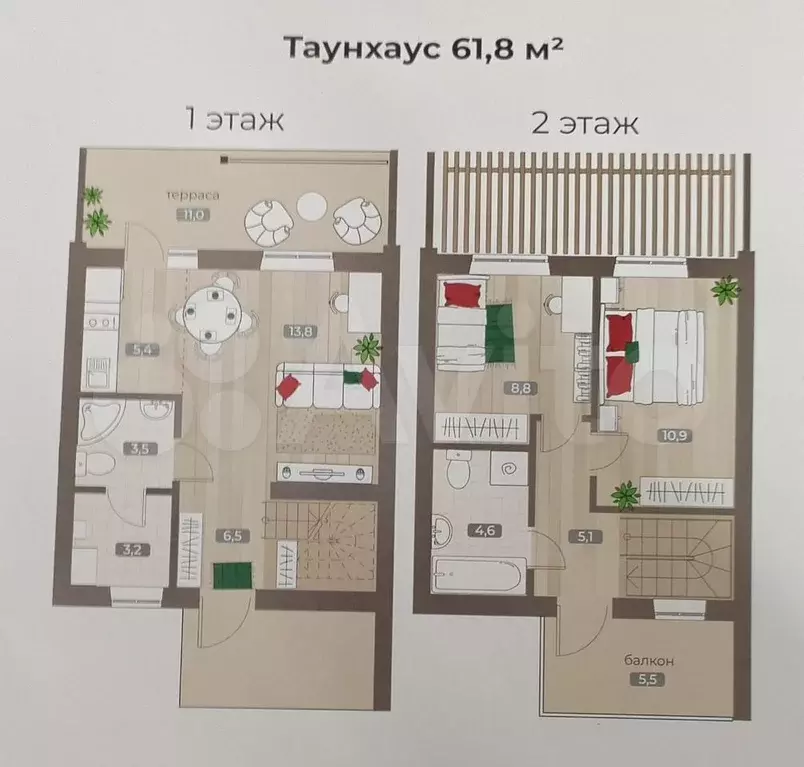 Таунхаус 61,8 м на участке 8 сот. - Фото 0