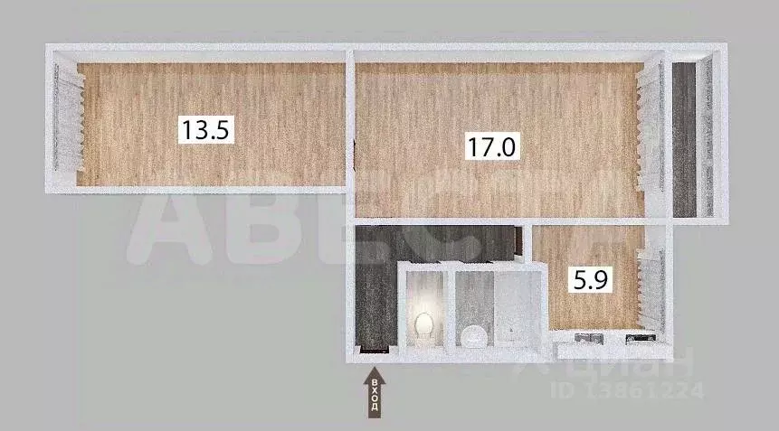 2-к кв. Омская область, Омск бул. Архитекторов, 1/6 (44.4 м) - Фото 1