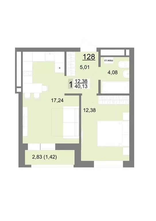 1-комнатная квартира: Екатеринбург, Тенистая улица, 8с5 (40.13 м) - Фото 0