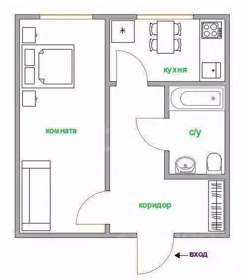 1-к кв. Иркутская область, Иркутск Гусарская тер., 5 (28.0 м) - Фото 2