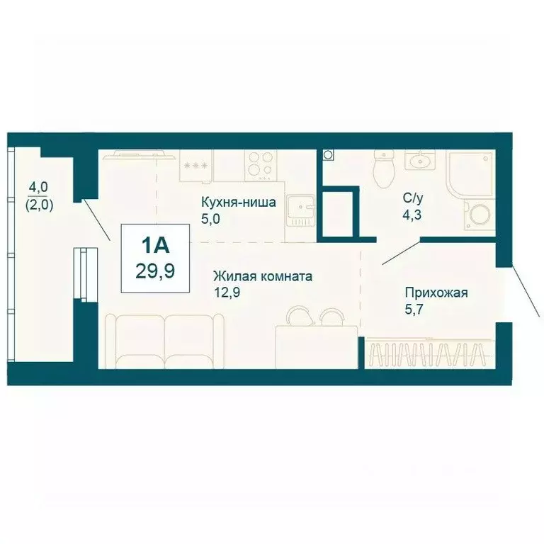 1-к кв. Свердловская область, Екатеринбург ул. 8 Марта, 197 (29.9 м) - Фото 0