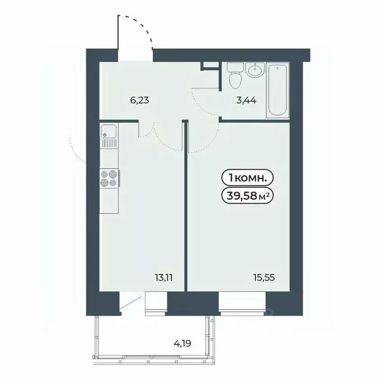 1-к кв. Красноярский край, Красноярск ул. Светлова, 25/1 (39.58 м) - Фото 1