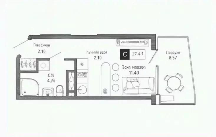 Студия Крым, Алушта ул. Западная, 4к3/2 (27.43 м) - Фото 2