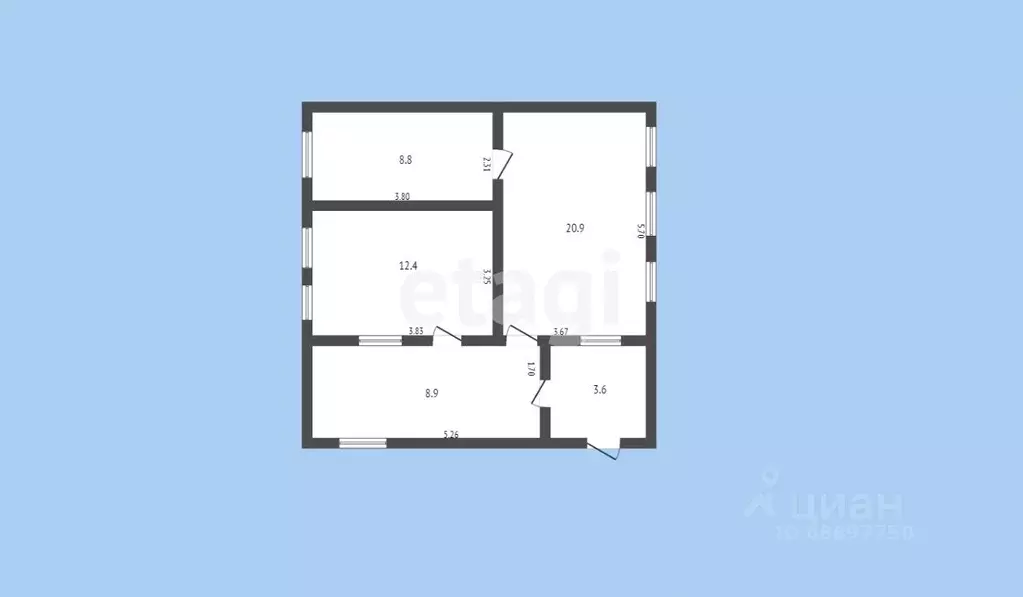 Дом в Карачаево-Черкесия, Псыж аул ул. Биждова, 50 (55 м) - Фото 1
