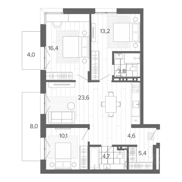 4-к кв. Алтайский край, Барнаул тракт Змеиногорский, 35Б (94.3 м) - Фото 1