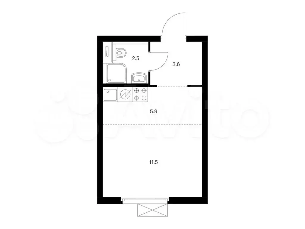 Квартира-студия, 23,5 м, 21/33 эт. - Фото 0