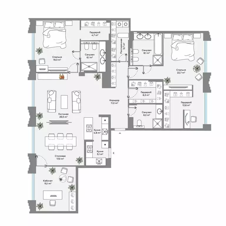 3-комнатная квартира: Москва, Ленинский проспект, 2 (169.6 м) - Фото 1