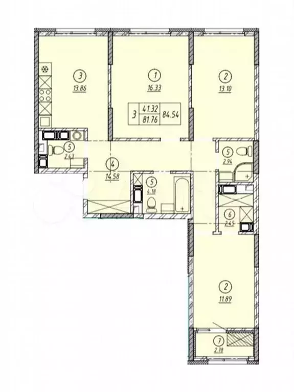 3-к. квартира, 85 м, 6/17 эт. - Фото 0