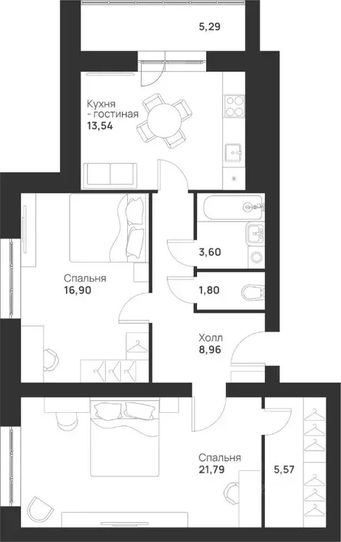 2-к кв. Тульская область, Тула Новая Тула мкр,  (77.45 м) - Фото 0