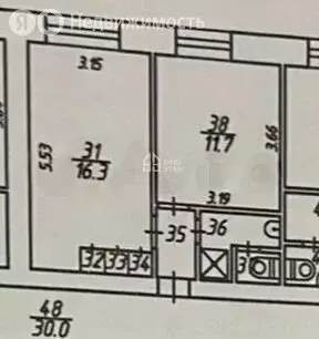 1к в -комнатной квартире (17.2 м) - Фото 2