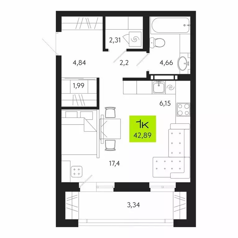 1-комнатная квартира: Томск, жилой квартал Уютный, улица Маяковского, ... - Фото 1