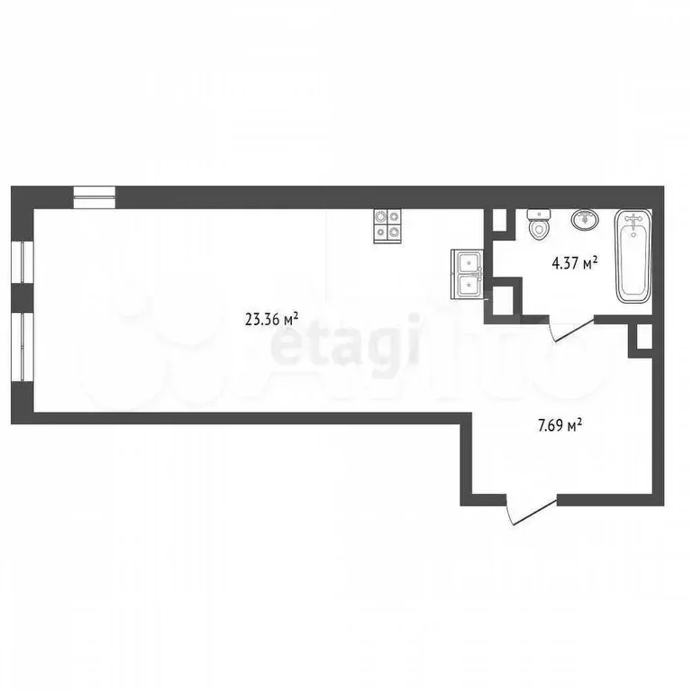Квартира-студия, 37,4 м, 7/25 эт. - Фото 0