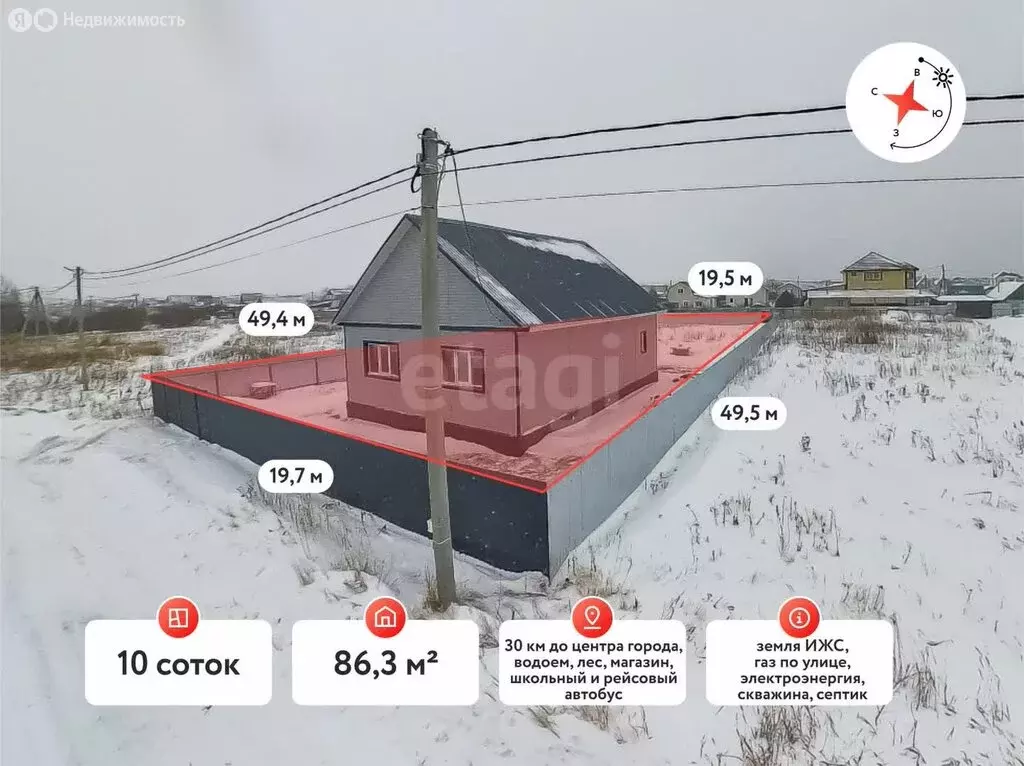 Дом в Тюменский район, деревня Якуши, Трактовая улица (86.3 м) - Фото 0