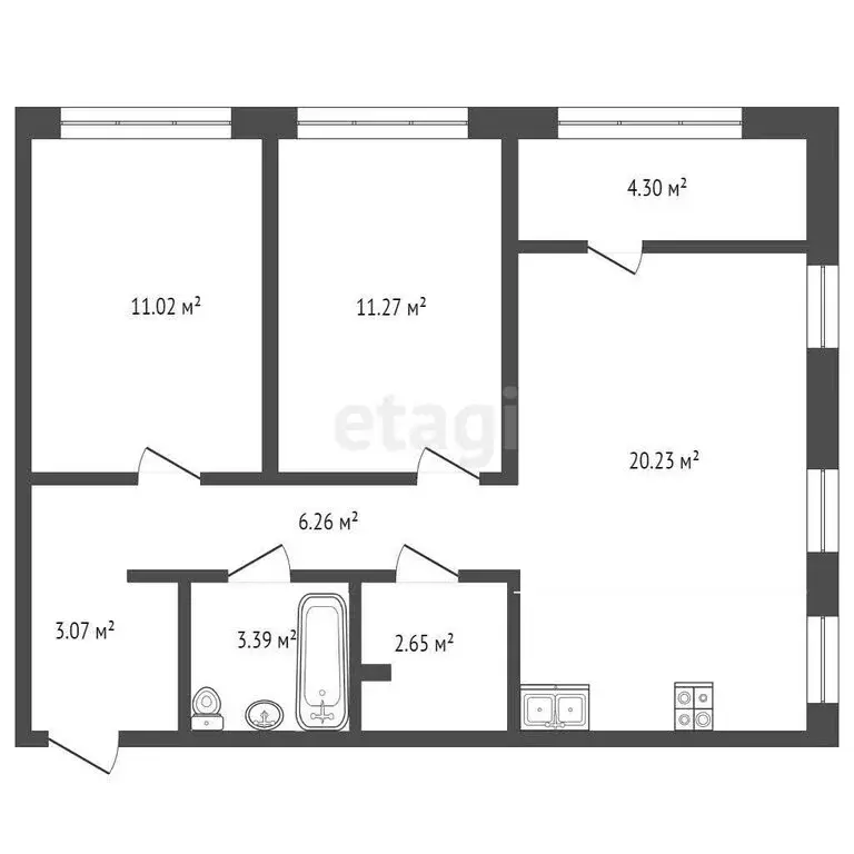 2-комнатная квартира: деревня Дударева, улица Сергея Джанбровского, ... - Фото 1