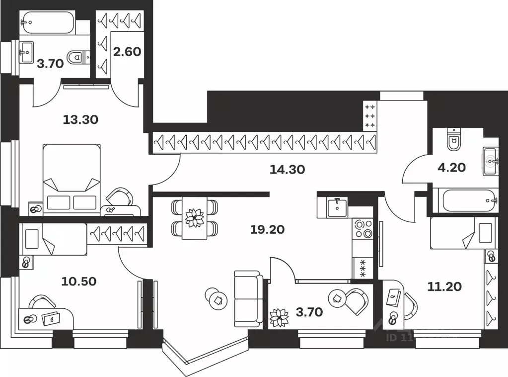 3-к кв. Тульская область, Тула ул. Михеева, 9А (82.7 м) - Фото 1