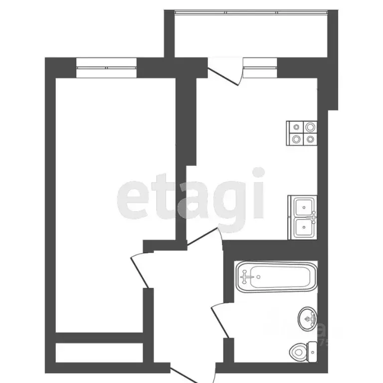 1-к кв. Тверская область, Тверь Новочеркасская ул., 50 (32.4 м) - Фото 2