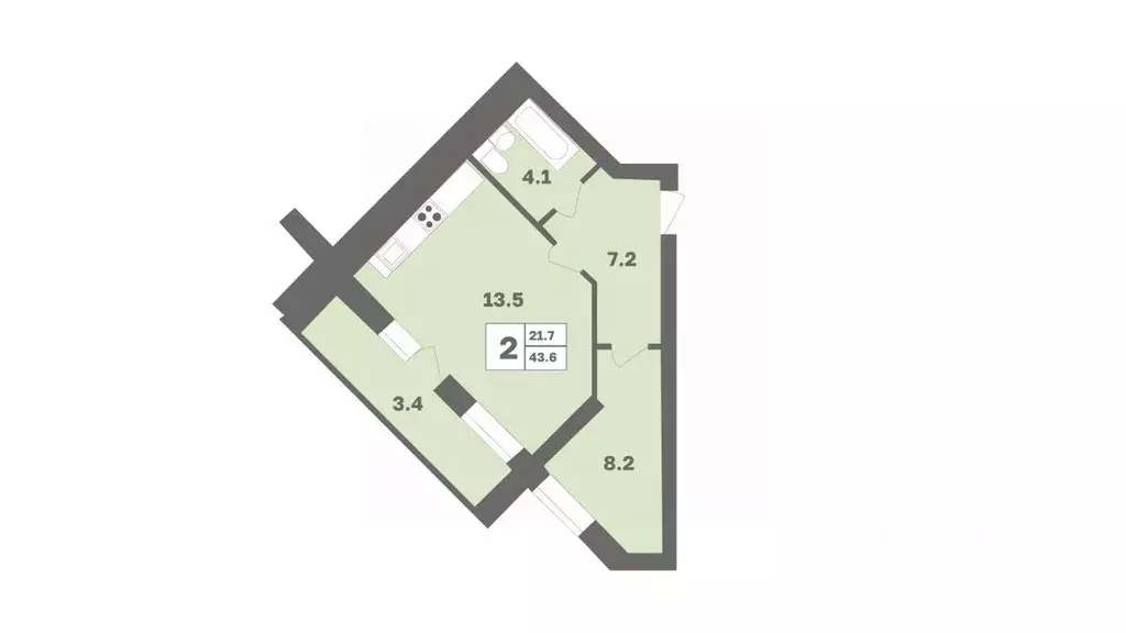 2-к кв. Башкортостан, Уфа Дагестанская ул., лит12 (43.6 м) - Фото 1
