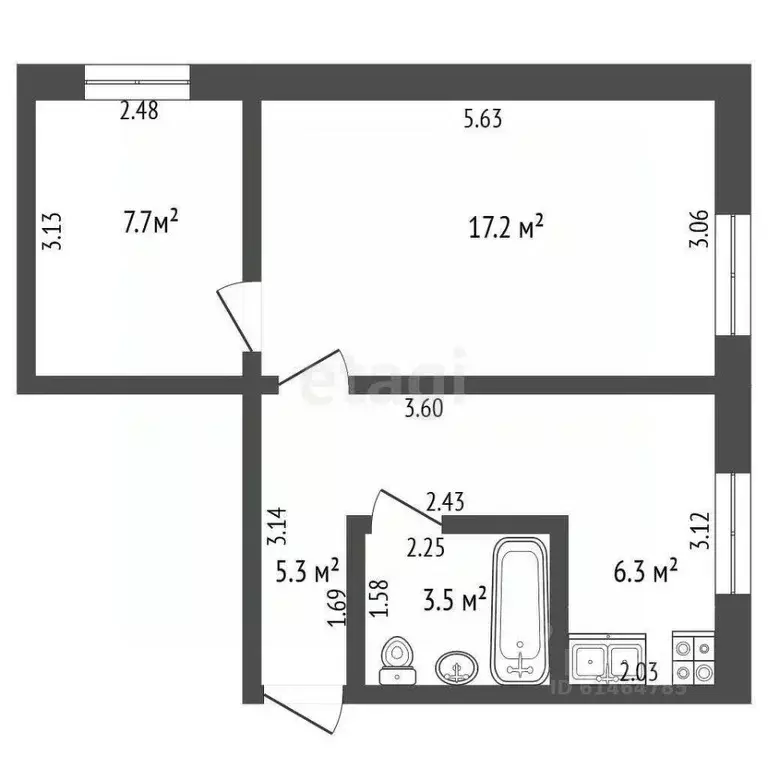 2-к кв. Кемеровская область, Юрга ул. Максименко, 7 (42.1 м) - Фото 2