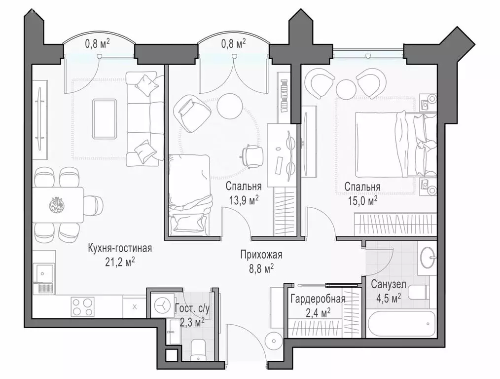 2-комнатная квартира: Москва, улица Академика Королёва, 21 (69.7 м) - Фото 0