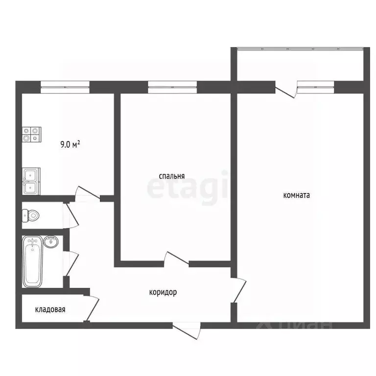 2-к кв. Владимирская область, Муром ул. Ленина, 110 (52.6 м) - Фото 2