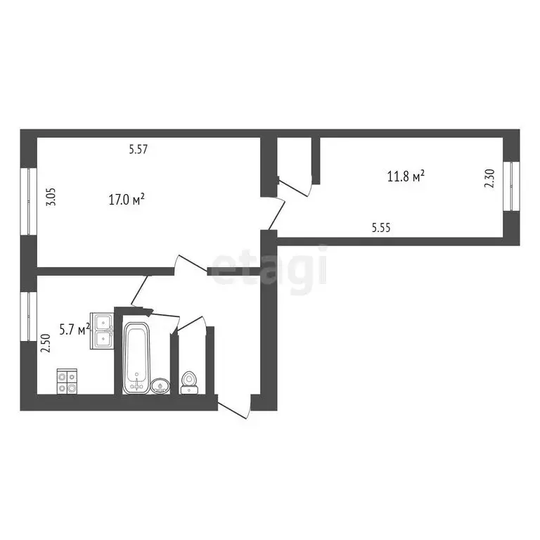 2-комнатная квартира: Кореиз, Южная улица, 11 (42.1 м) - Фото 1