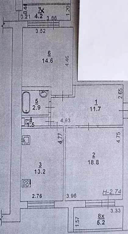 2-к. квартира, 72 м, 6/10 эт. - Фото 0