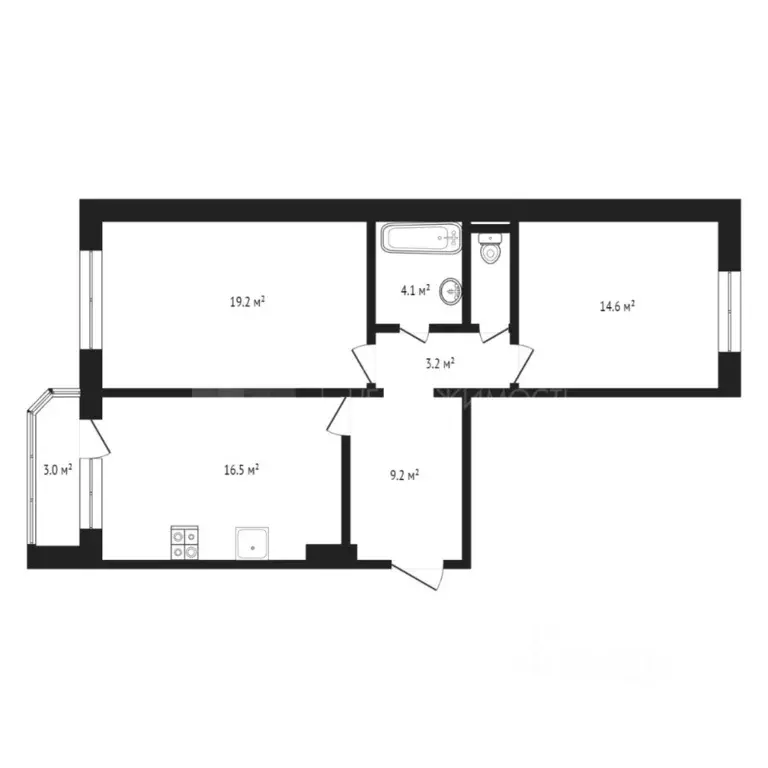 2-к кв. Тюменская область, Тюмень ул. Николая Никитина, 4к1 (67.0 м) - Фото 1