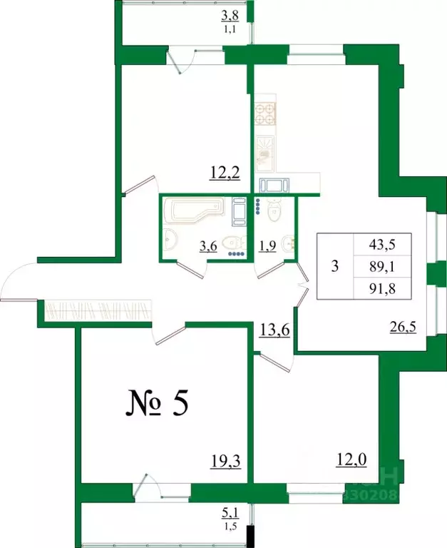 3-к кв. Ленинградская область, Гатчина Красносельское ш., 4А (91.7 м) - Фото 0