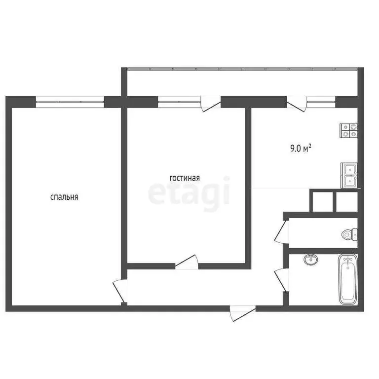 2-комнатная квартира: Чита, улица Николая Островского, 15 (49.6 м) - Фото 0