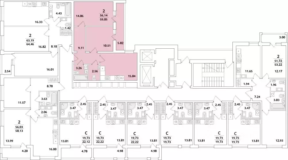 2-к кв. Санкт-Петербург Кубинская ул., 82к2 (59.05 м) - Фото 1