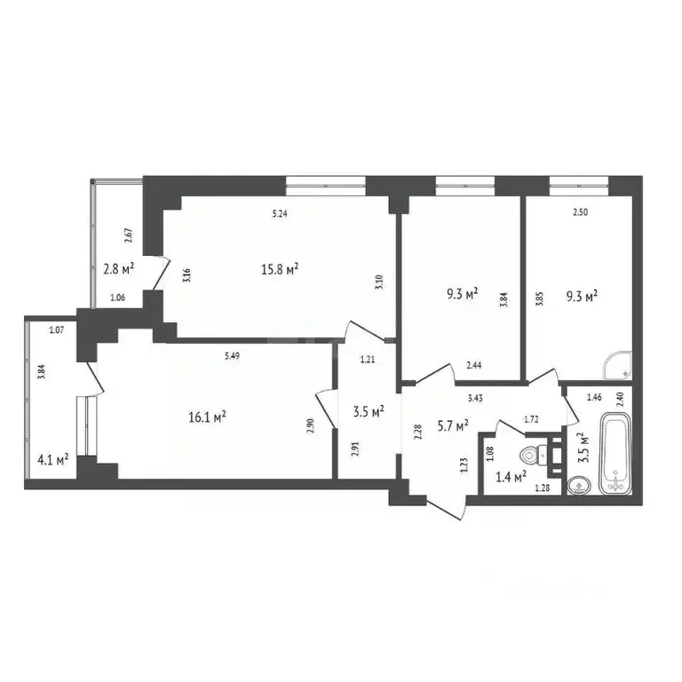 3-к кв. Красноярский край, Красноярск ул. Калинина, 183 (64.6 м) - Фото 1