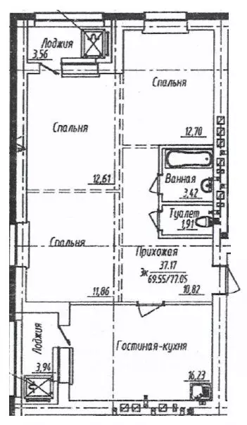 3-к кв. Ханты-Мансийский АО, Ханты-Мансийск ул. Конева, 1 (74.2 м) - Фото 0