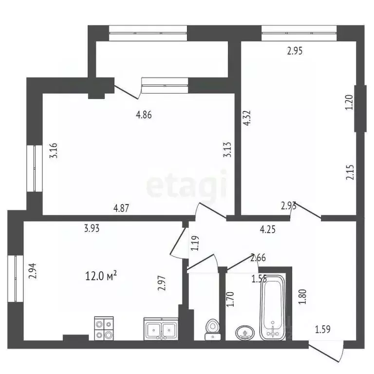 2-к кв. Севастополь ул. Челнокова, 17к1 (51.3 м) - Фото 1