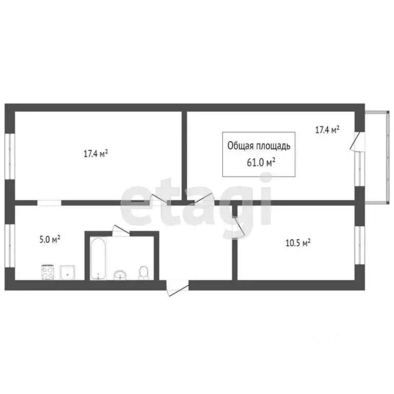3-к кв. Томская область, Томск ул. Смирнова, 16 (61.5 м) - Фото 0