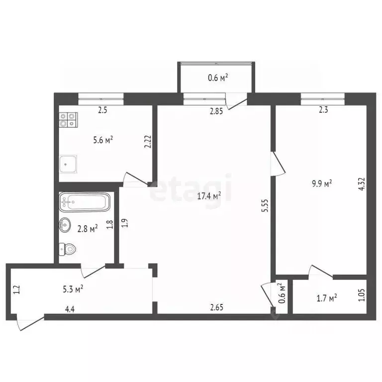 2-к кв. Мордовия, Саранск ул. Вакеева, 5 (43.3 м) - Фото 1