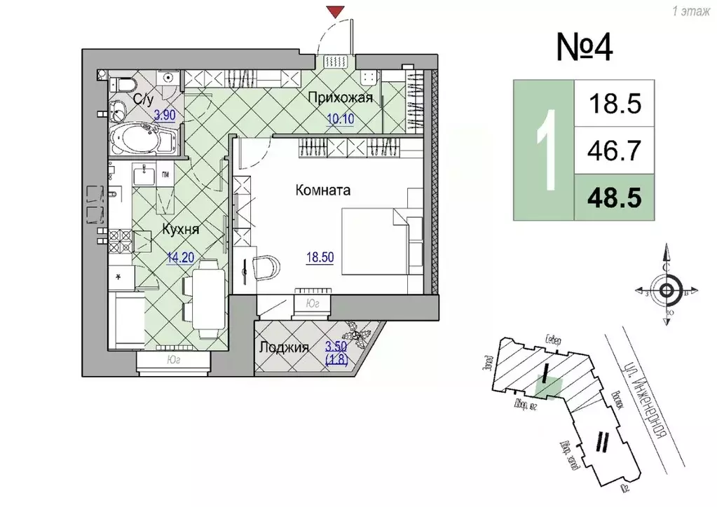 1-к кв. Новгородская область, Великий Новгород Юннатов жилой комплекс ... - Фото 1