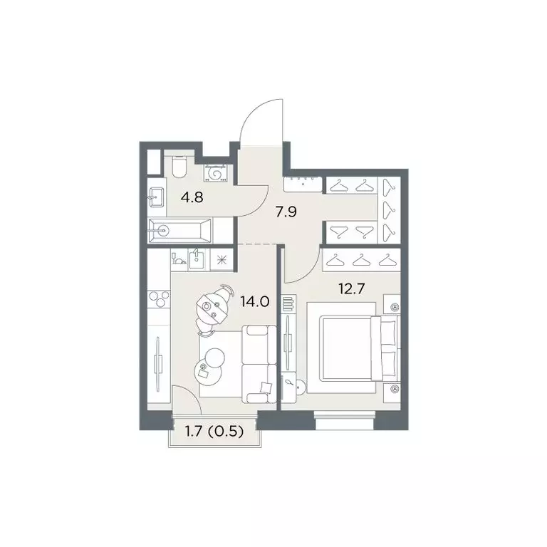 1-комнатная квартира: Поздняково, жилой комплекс Станиславский (39.9 ... - Фото 0