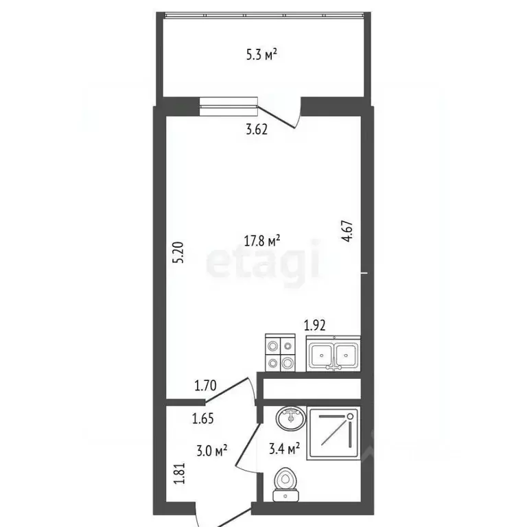 Студия Санкт-Петербург ул. Ультрамариновая, 8 (24.2 м) - Фото 0