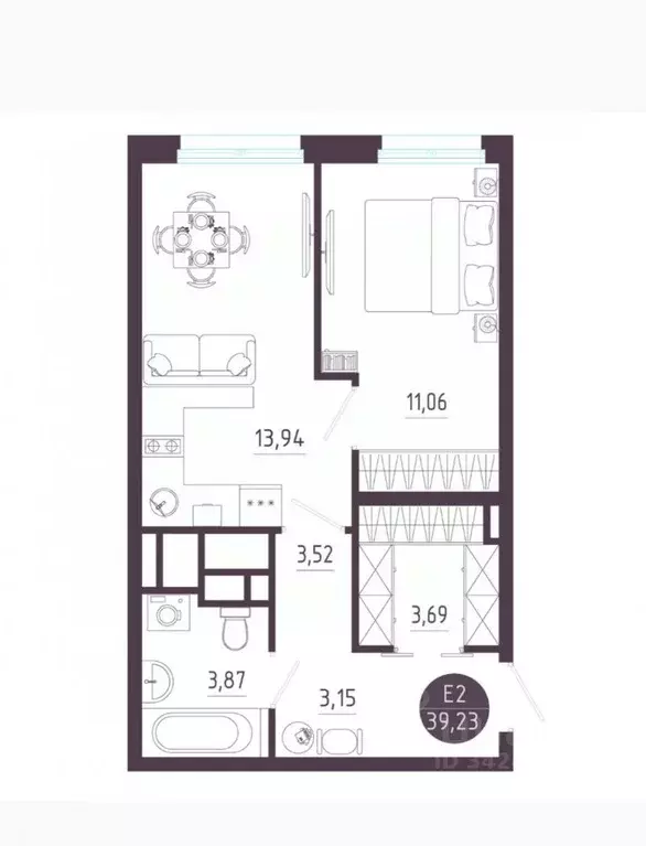 1-к кв. Тульская область, Тула пос. Горелки, Большая ул., 12 (39.23 м) - Фото 2