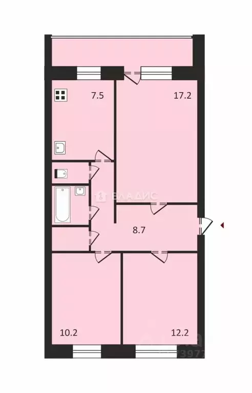 3-к кв. Вологодская область, Вологда Медуницинская ул., 19а (61.7 м) - Фото 1