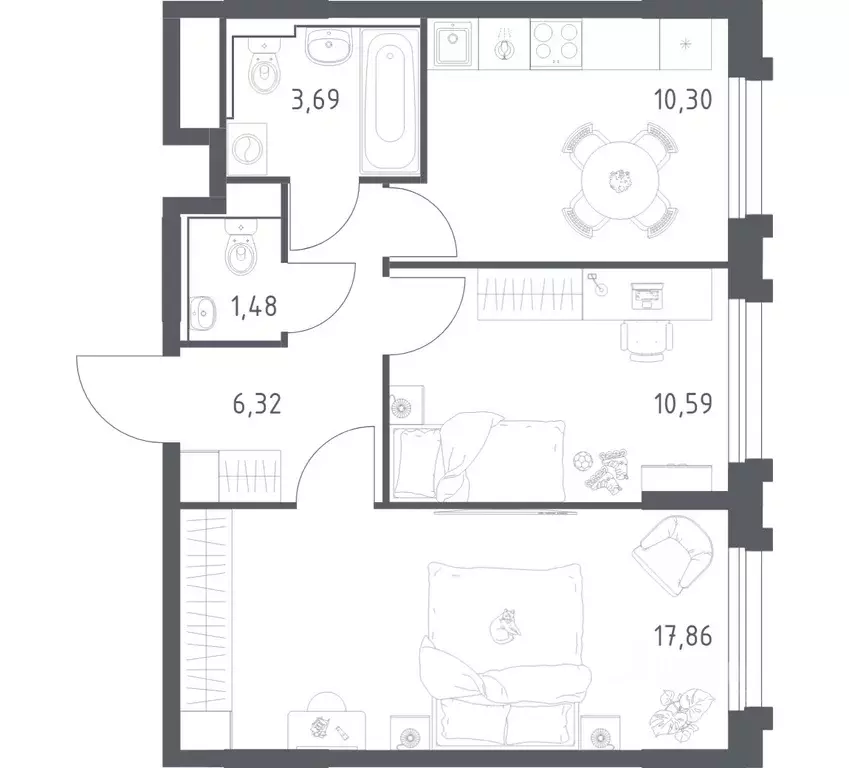 2-к кв. Забайкальский край, Чита Железобетонная ул., 1/1 (50.24 м) - Фото 1