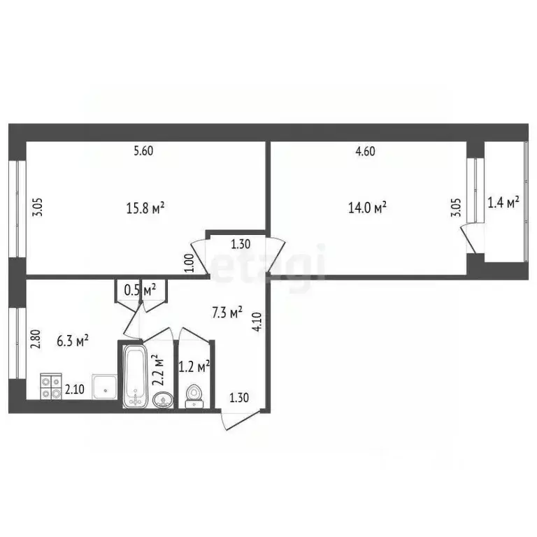 2-к кв. Мордовия, Саранск ул. Семашко, 15 (47.3 м) - Фото 2