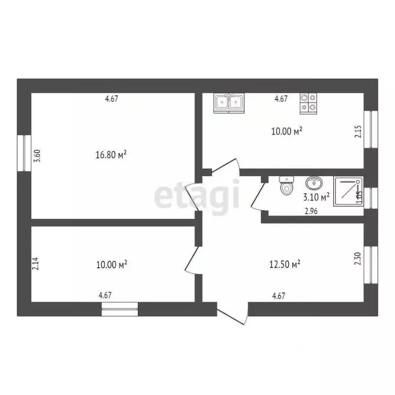 3-к кв. Тюменская область, Ишим Казанская ул. (54.0 м) - Фото 1