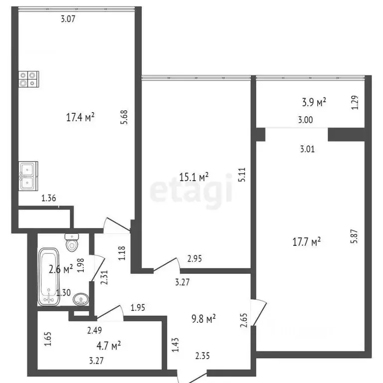 2-к кв. Краснодарский край, Геленджик ул. Олега Анофриева, 1к3 (72.0 ... - Фото 1