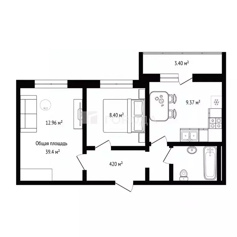 2-к кв. Новосибирская область, Новосибирск Березовая ул., 11 (39.4 м) - Фото 2
